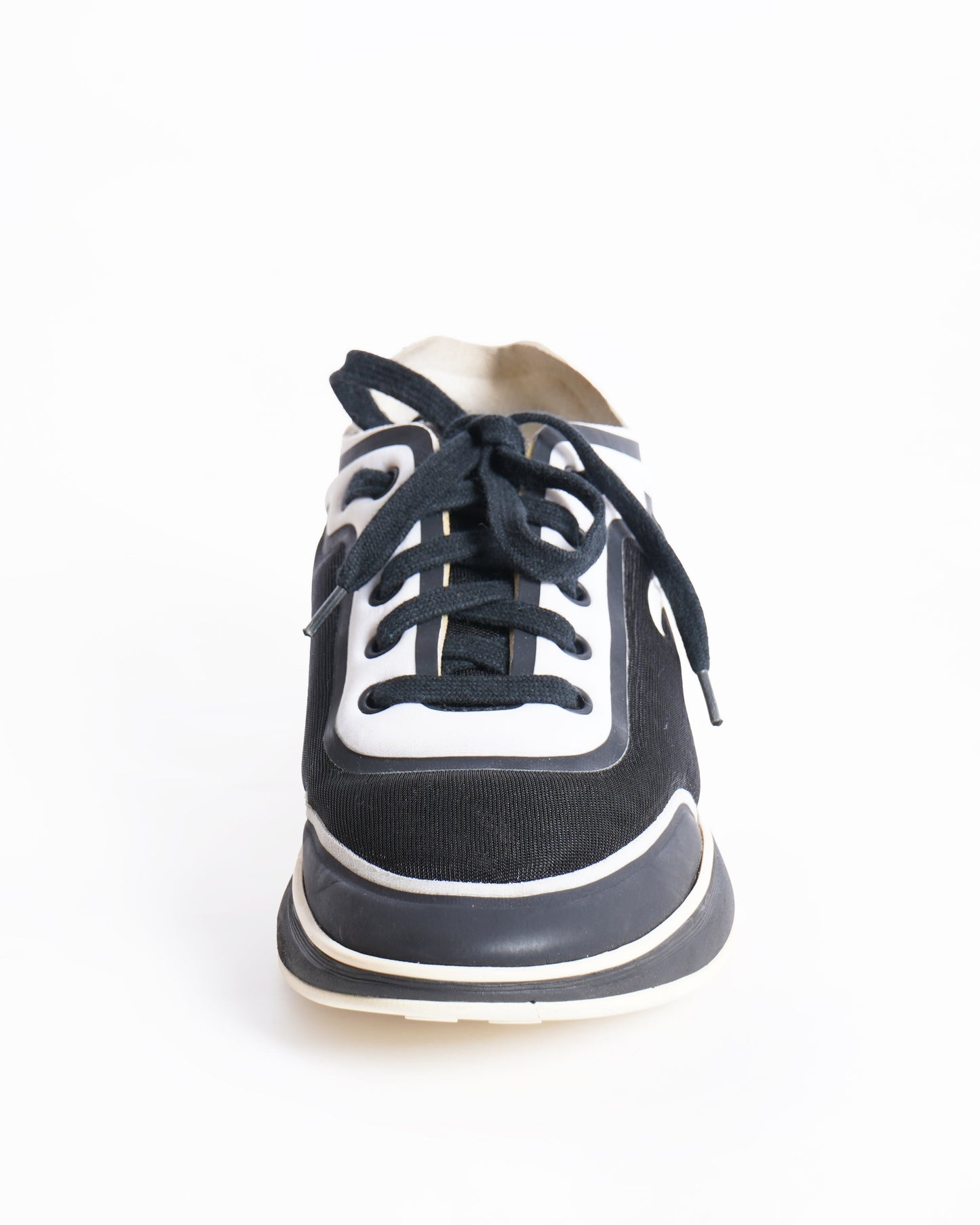 Chanel black and white low top sneakers