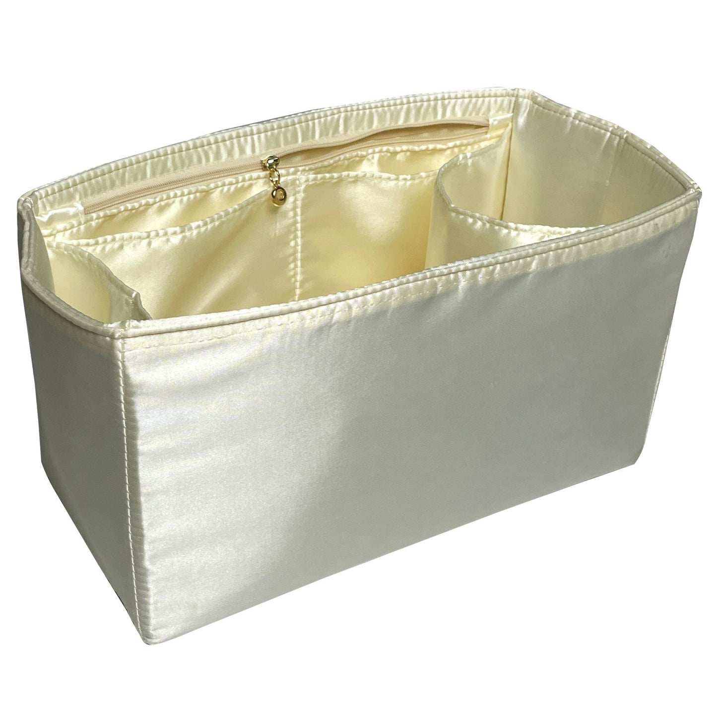 Organizer for [Large Dior Caro Bag, Dior] Bag Insert (Silk, Full-width Zip and Open Pocket)