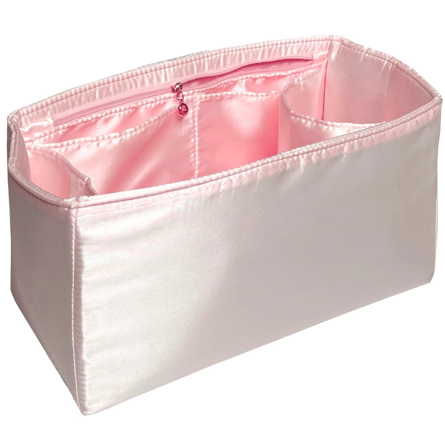 Organizer for [Large Dior Caro Bag, Dior] Bag Insert (Silk, Full-width Zip and Open Pocket)