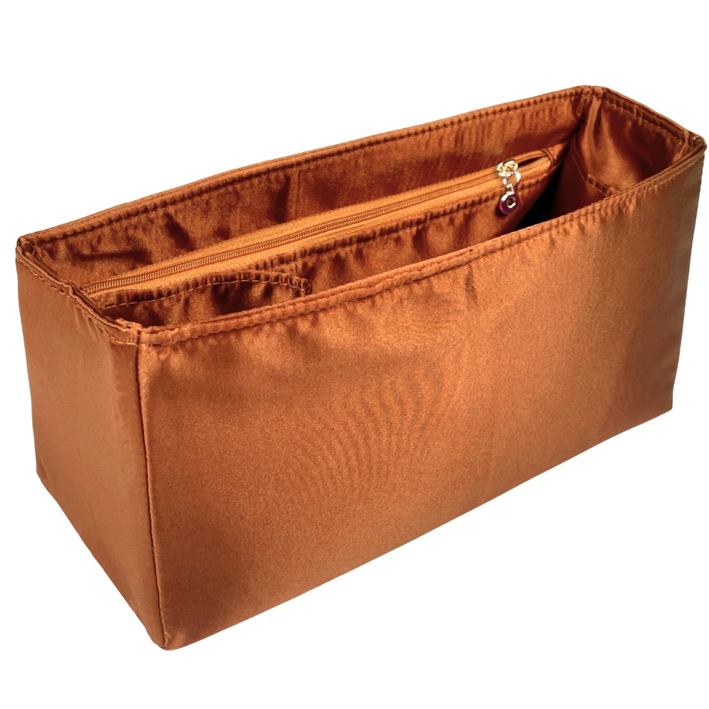 Organizer for [Large Dior Caro Bag, Dior] Bag Insert (Silk, Full-width Zip and Open Pocket)
