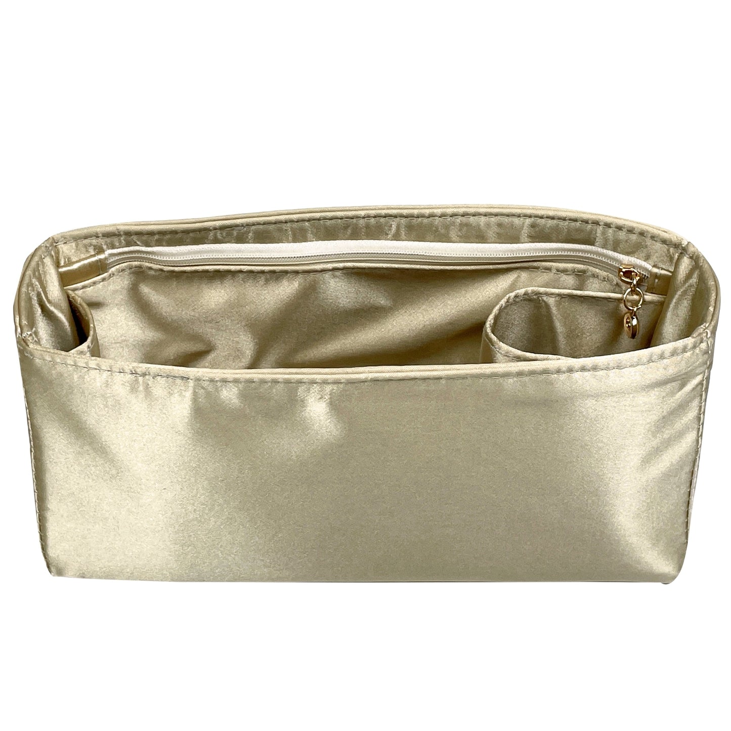 Organizer for [Cerf Small, Chanel] Bag Insert (Silk, Full-width Zip and Open Pocket)