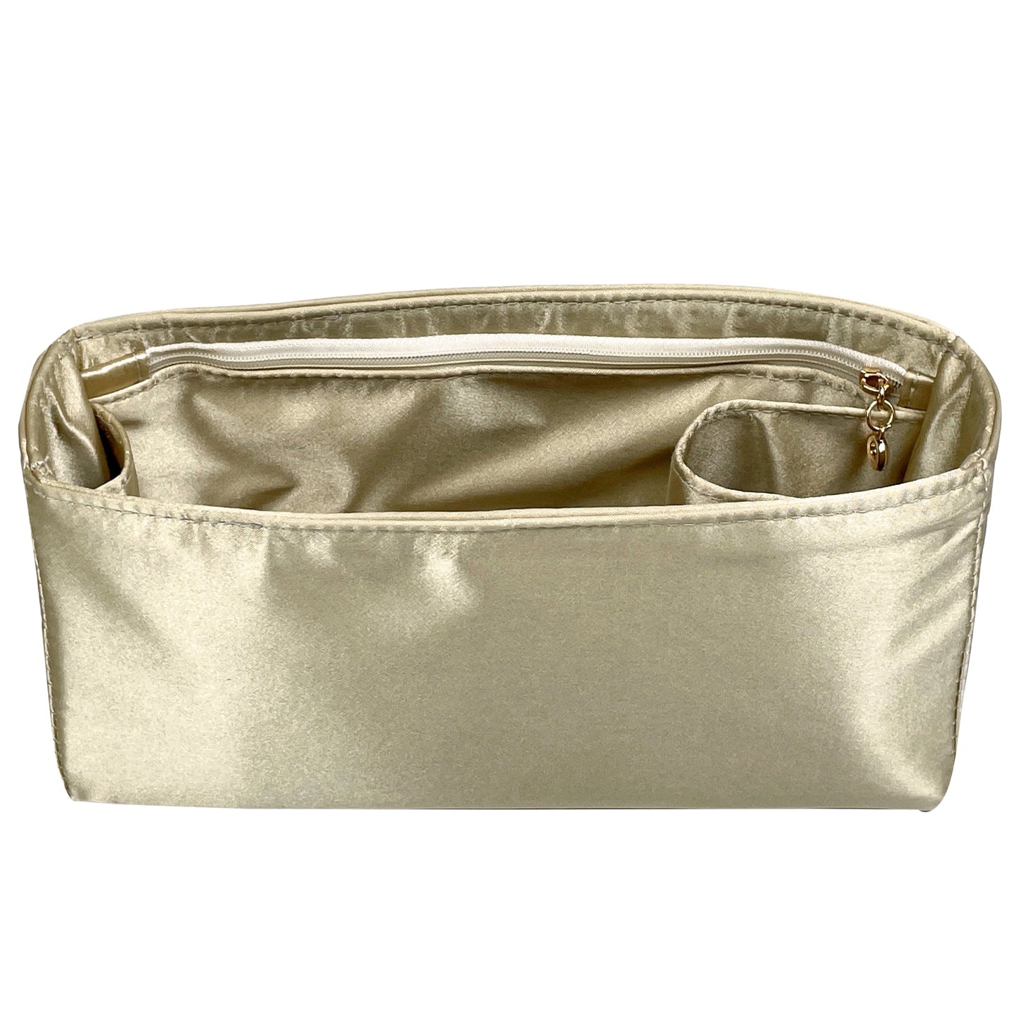 Organizer for [Small Crochet tote bag, Prada] Bag Insert (Silk, Long Zip and Open Compartment)