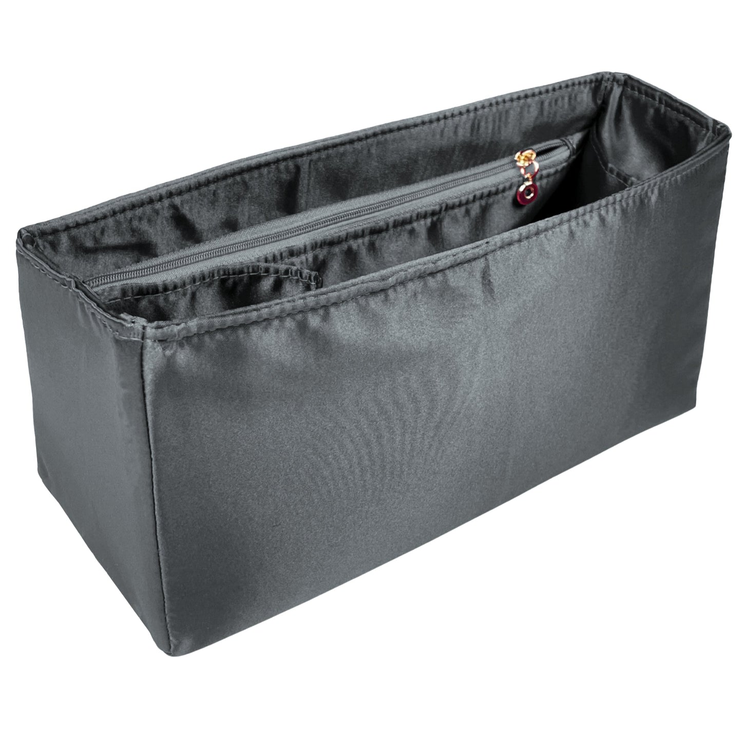 Organizer for [Small Crochet tote bag, Prada] Bag Insert (Silk, Long Zip and Open Compartment)