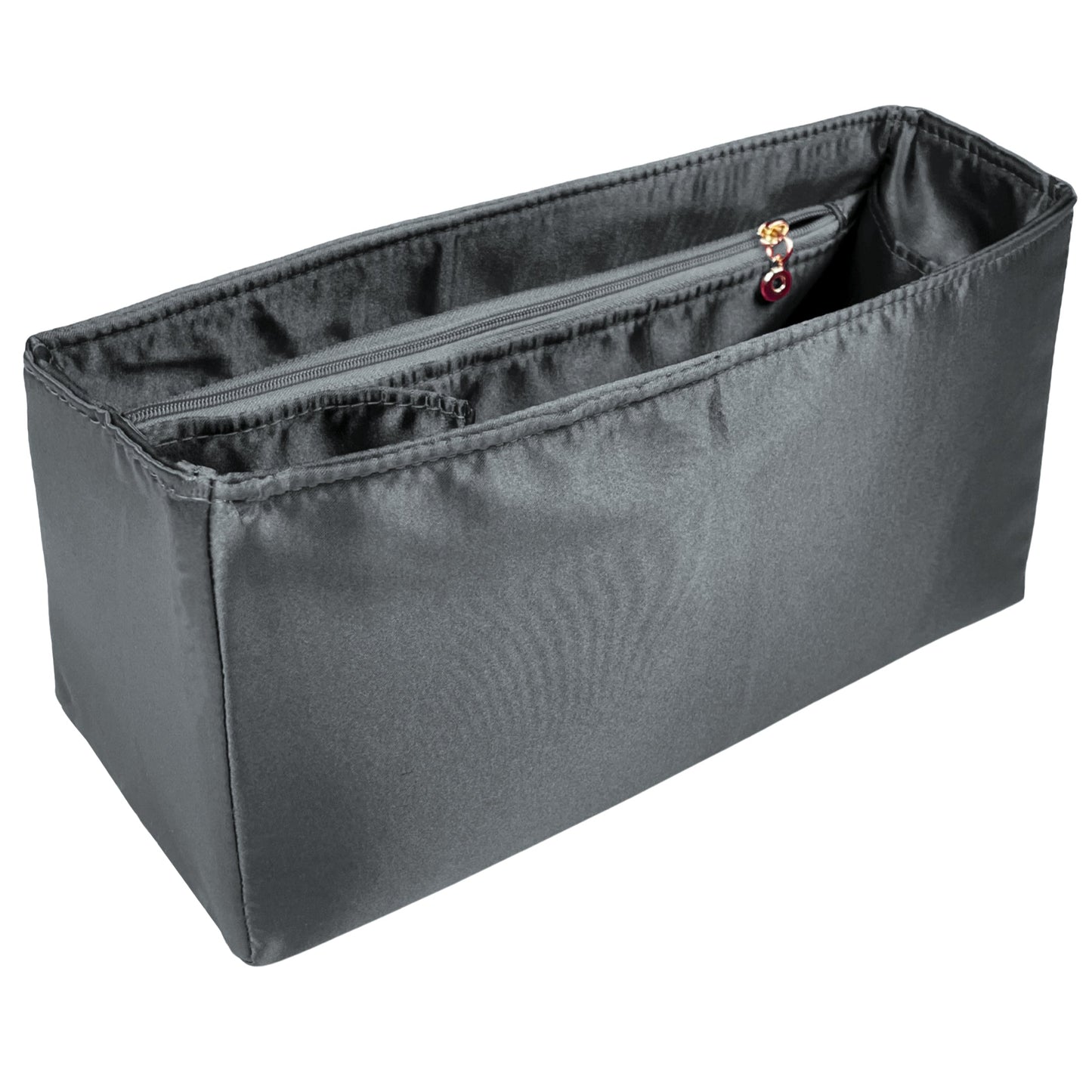 Organizer for [Jumbo Double Flap, Chanel] Bag Insert (Silk, Full-width Zip and Open Pocket)
