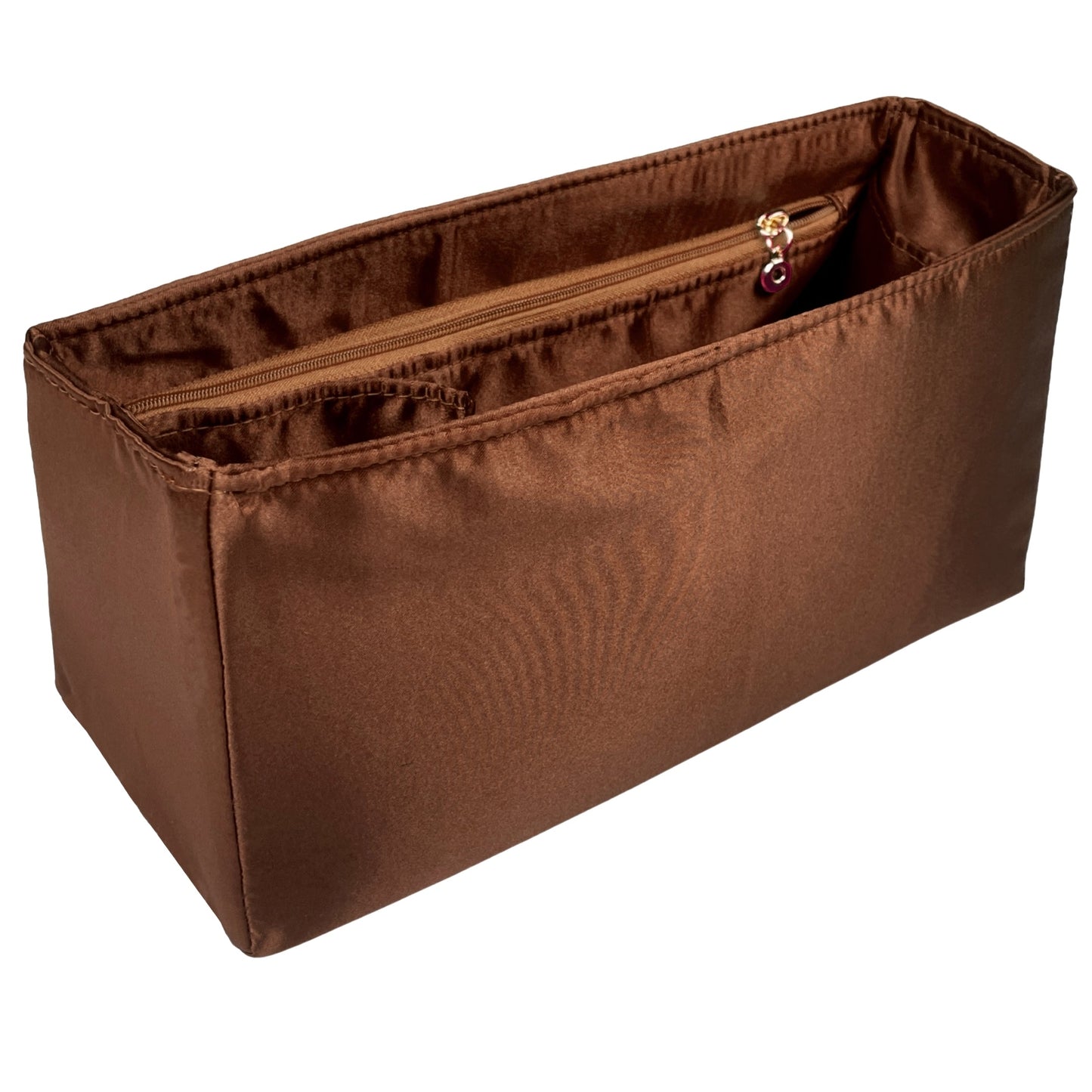 Organizer for [Large Dior Caro Bag, Dior] Bag Insert (Silk, Full-width Zip and Open Pocket)