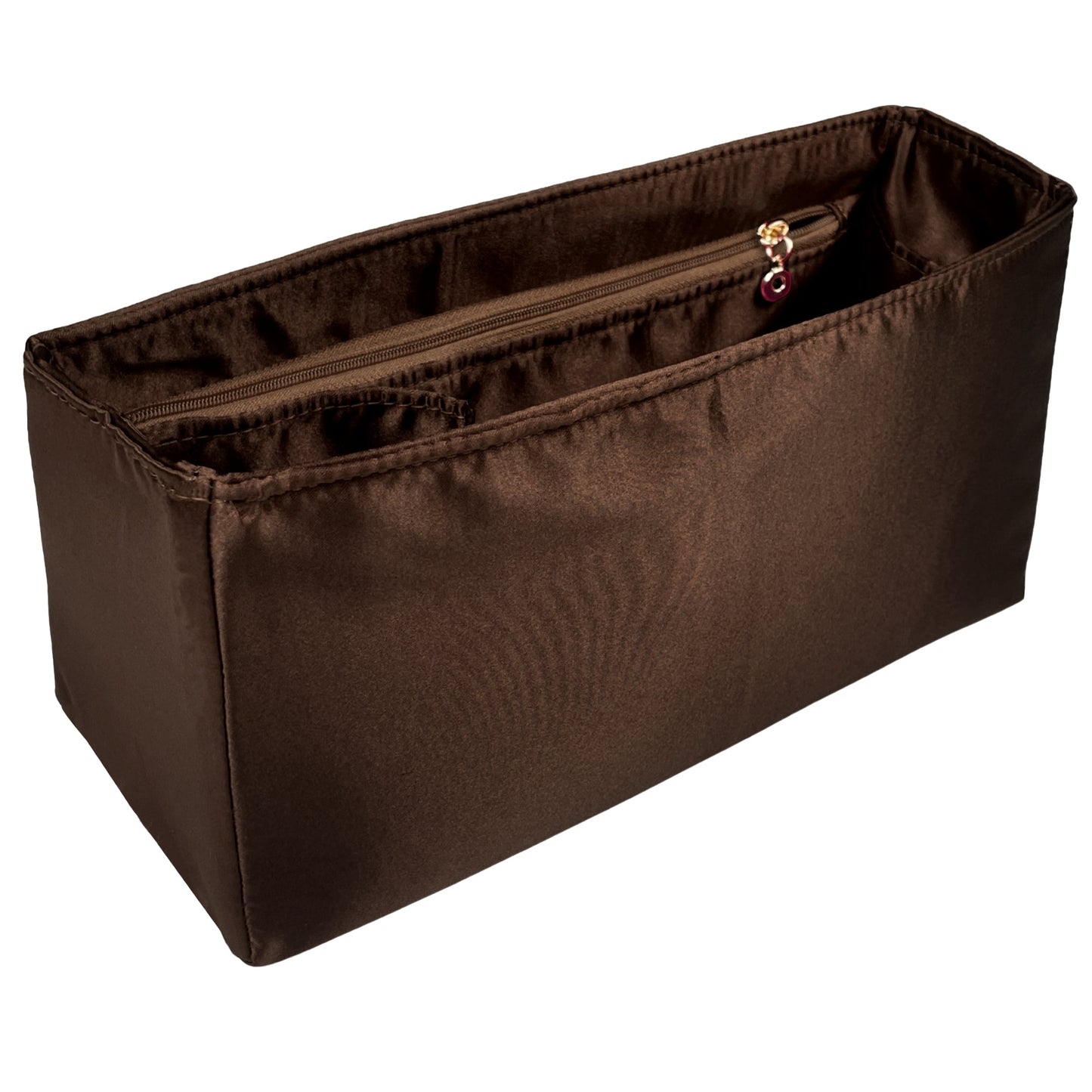 Organizer for [Jumbo Double Flap, Chanel] Bag Insert (Silk, Full-width Zip and Open Pocket)