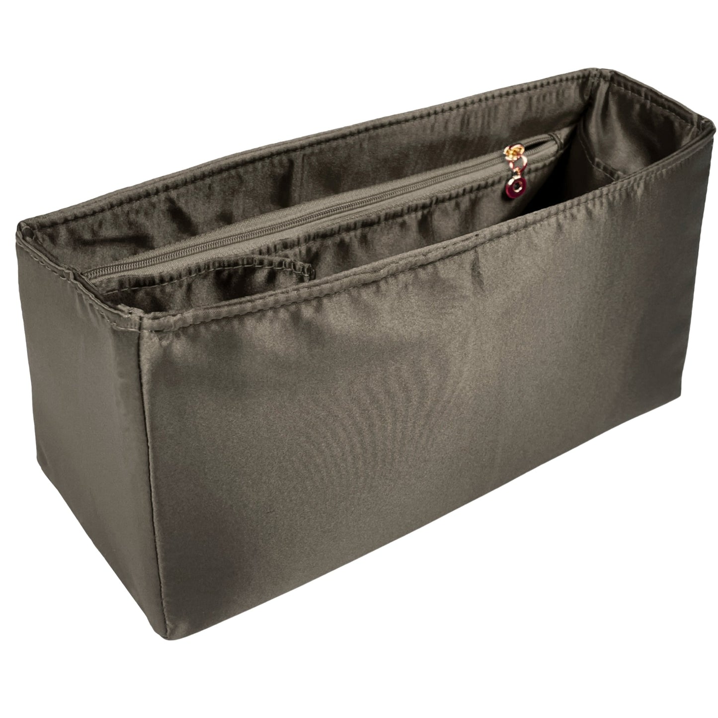 Organizer for [Cerf Small, Chanel] Bag Insert (Silk, Full-width Zip and Open Pocket)