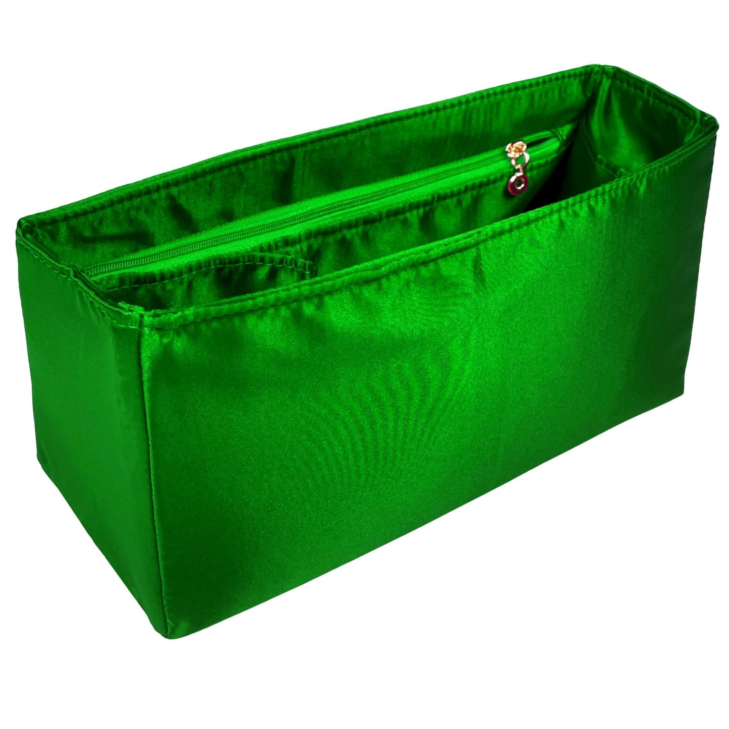 Organizer for [Jumbo Double Flap, Chanel] Bag Insert (Silk, Full-width Zip and Open Pocket)