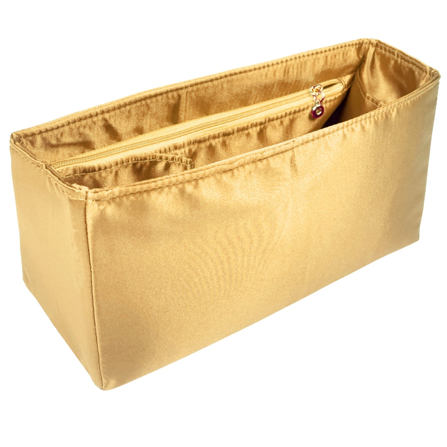 Organizer for [Jumbo Double Flap, Chanel] Bag Insert (Silk, Full-width Zip and Open Pocket)