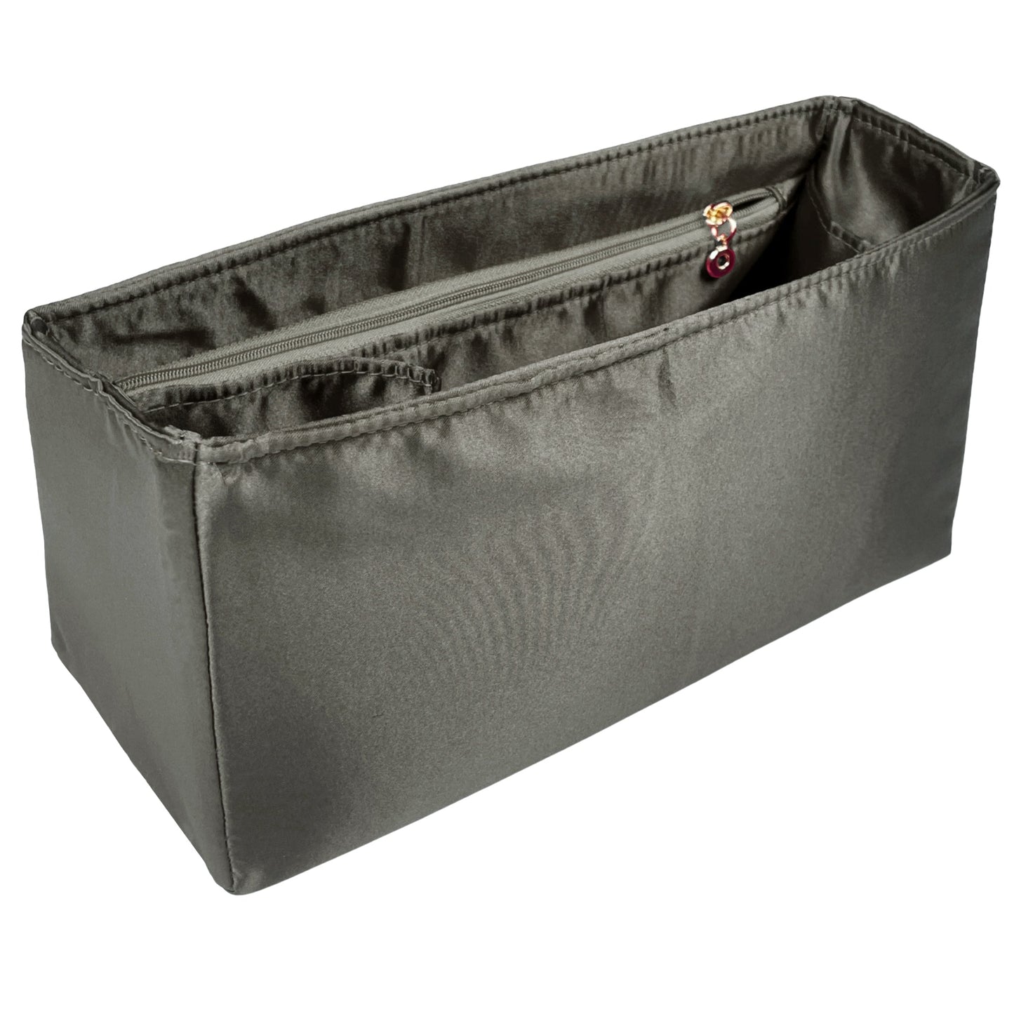 Organizer for [Large Dior Caro Bag, Dior] Bag Insert (Silk, Full-width Zip and Open Pocket)