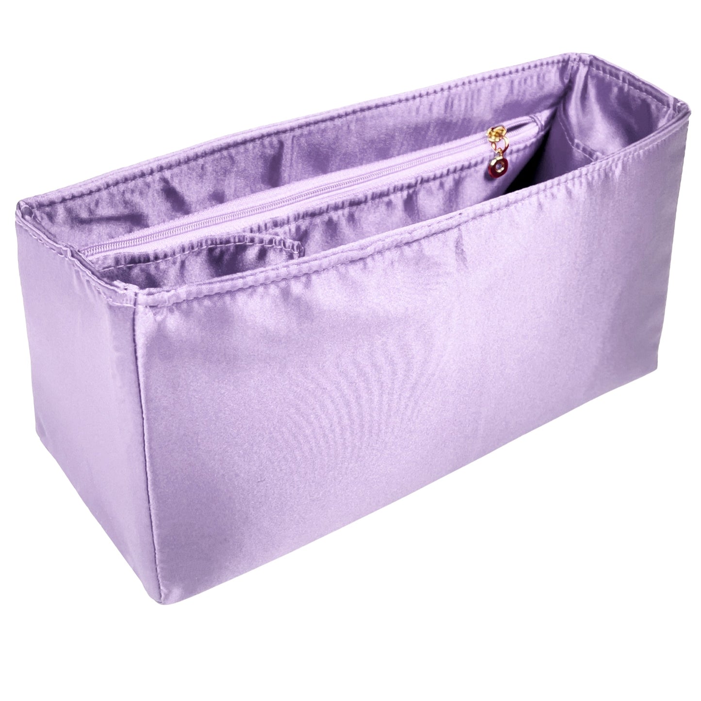 Organizer for [Cerf Small, Chanel] Bag Insert (Silk, Full-width Zip and Open Pocket)