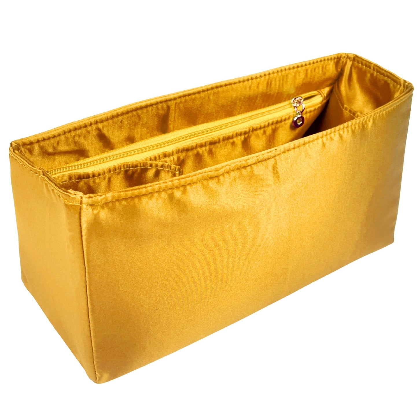 Organizer for [Large Dior Caro Bag, Dior] Bag Insert (Silk, Full-width Zip and Open Pocket)