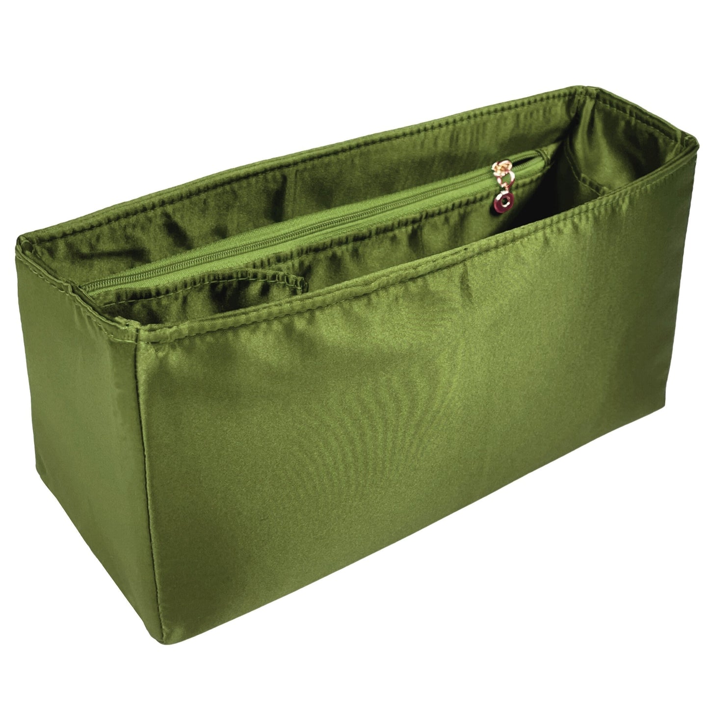 Organizer for [Jumbo Double Flap, Chanel] Bag Insert (Silk, Full-width Zip and Open Pocket)