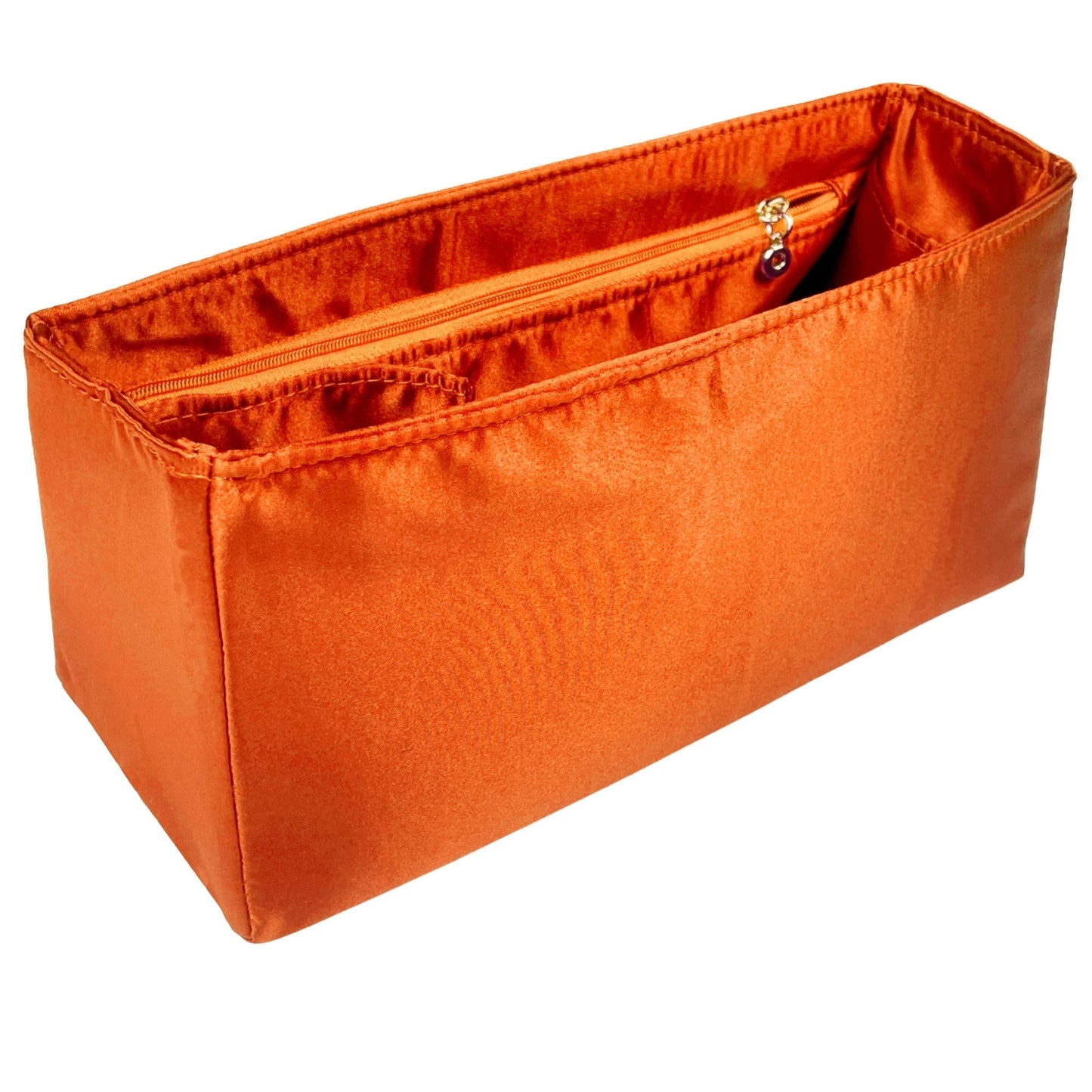 Organizer for [Jumbo Double Flap, Chanel] Bag Insert (Silk, Full-width Zip and Open Pocket)