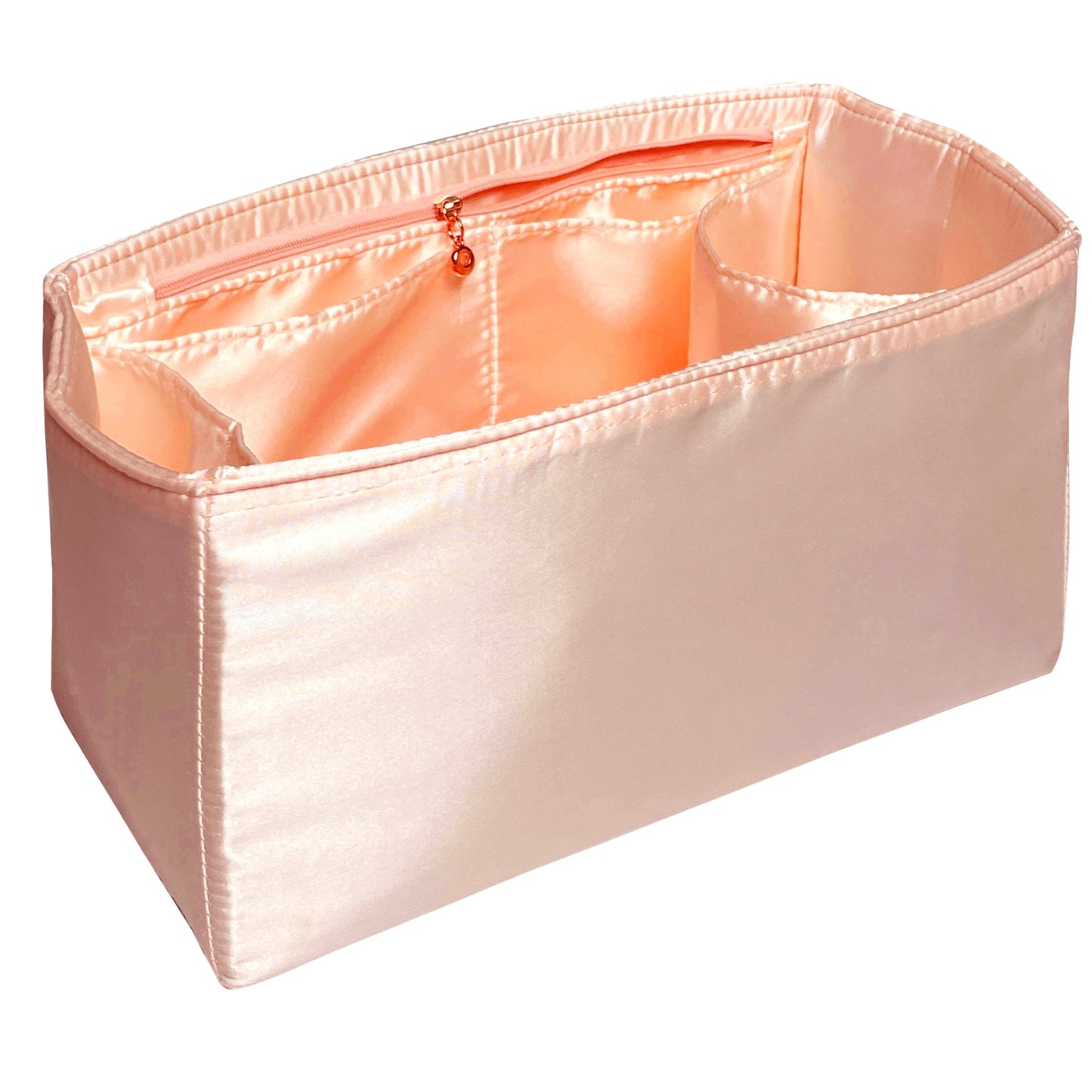 Organizer for [Large Dior Caro Bag, Dior] Bag Insert (Silk, Full-width Zip and Open Pocket)