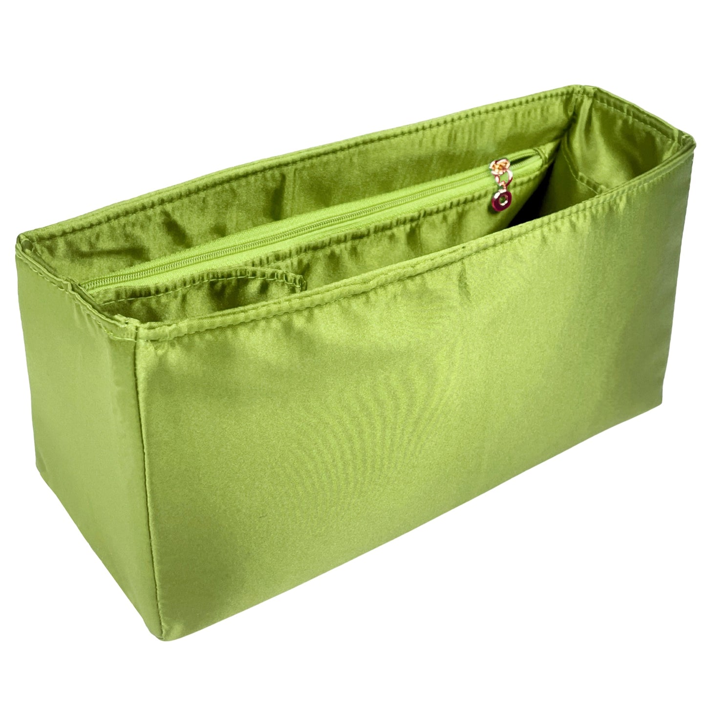 Organizer for [Medium Crochet tote bag, Prada] Bag Insert (Silk, Long Zip and Open Compartment)