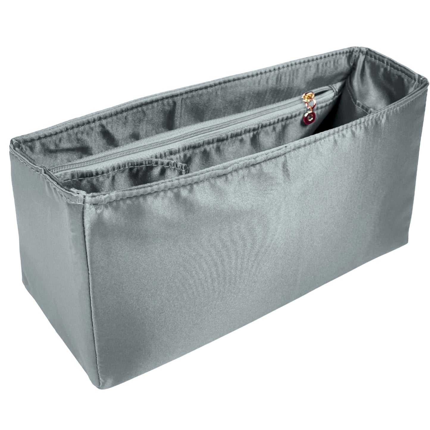 Organizer for [Jumbo Double Flap, Chanel] Bag Insert (Silk, Full-width Zip and Open Pocket)