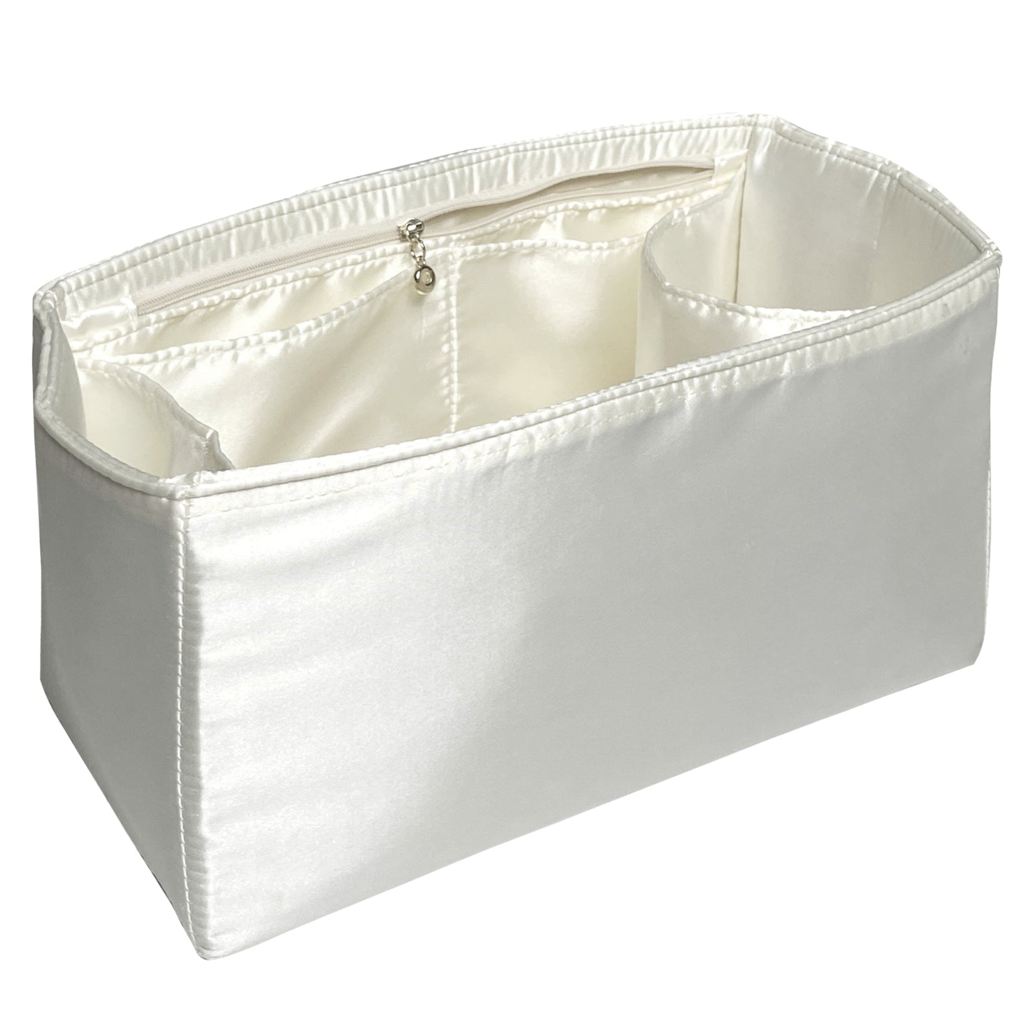 Organizer for [25 Large Handbag, Chanel] Bag Insert (Silk, Long Zip and Open Compartment)
