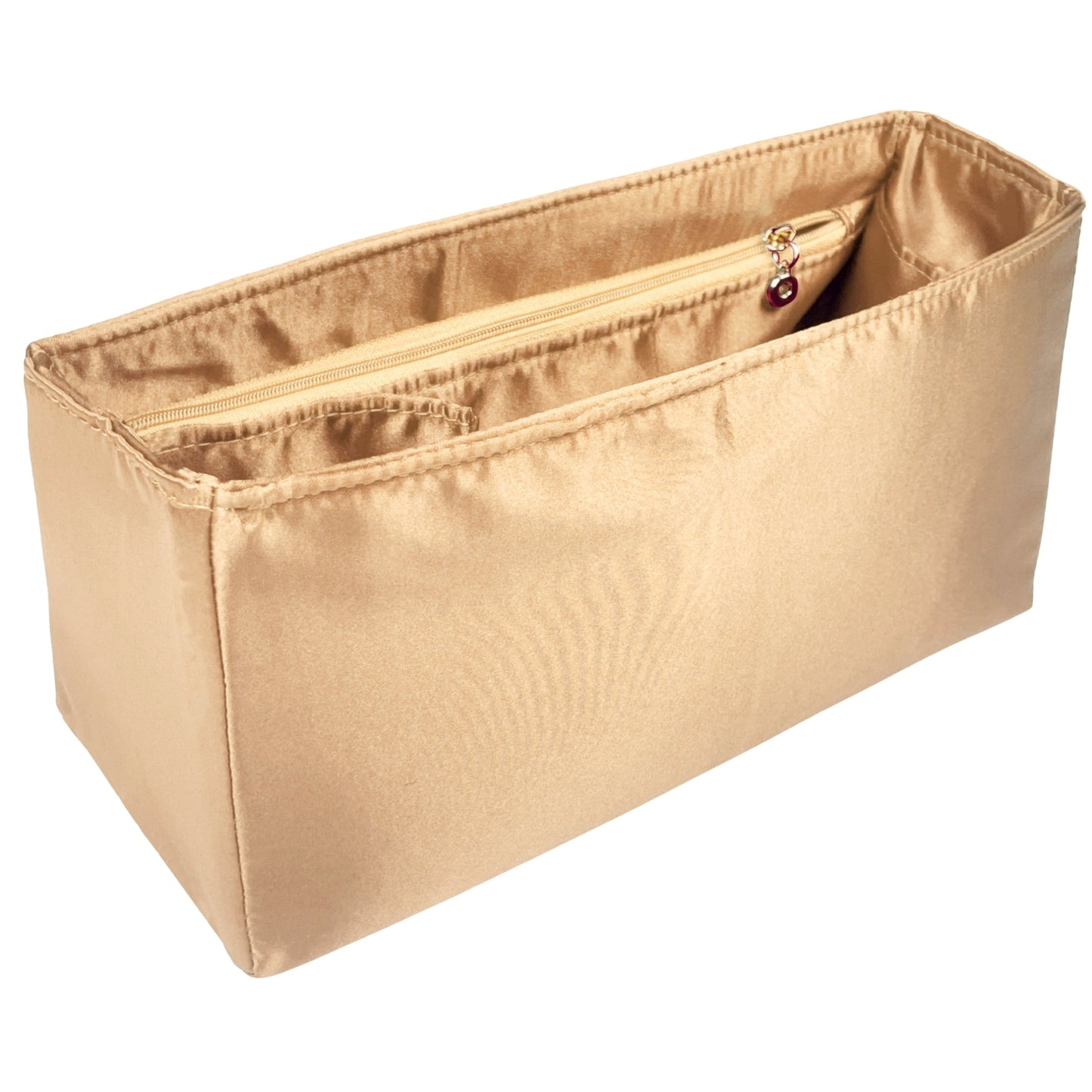 Organizer for [Cerf Small, Chanel] Bag Insert (Silk, Full-width Zip and Open Pocket)