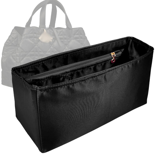Organizer for [Large Toujours Bag, Dior] Bag Insert (Silk, Full-width Zip and Open Pocket)