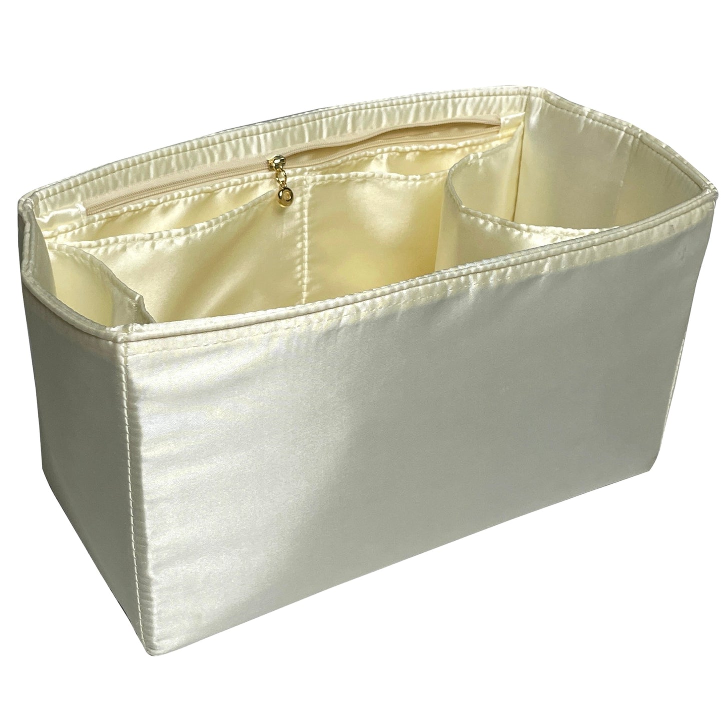 Organizer for [LE 5 A 7 Supple Large, Saint Laurent (YSL)] Bag Insert (Silk, Trapezoid Shape with Zip Pocket)
