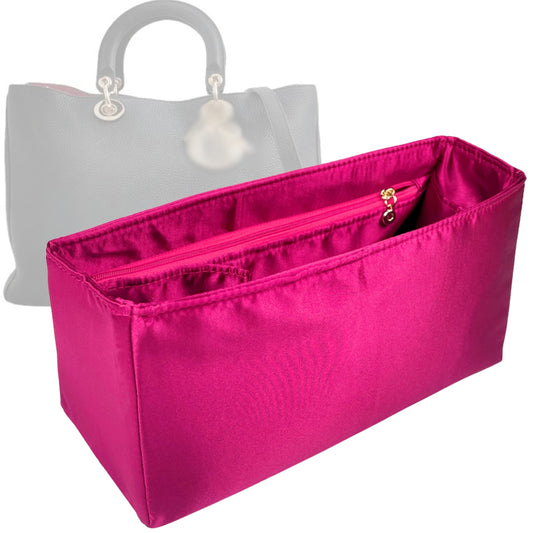 Organizer for [Diorissimo Medium Bag, Dior] Bag Insert (Silk, Trapezoid Shape with Zip Pocket)