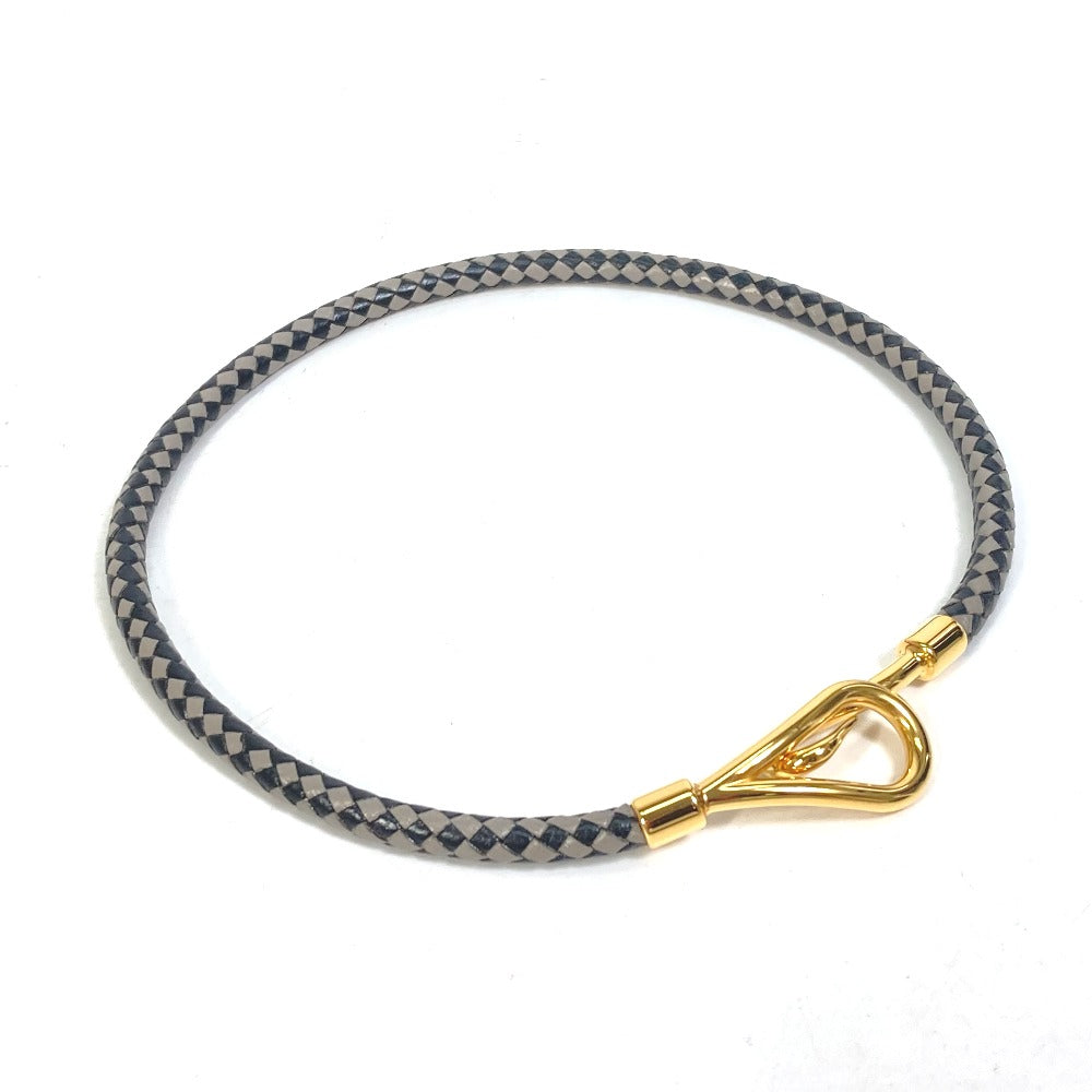 HERMES bracelet leather Black Grey Accessories Jumbo bracelet Women  d