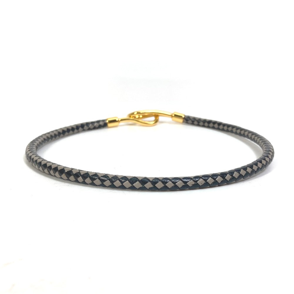HERMES bracelet leather Black Grey Accessories Jumbo bracelet Women  d