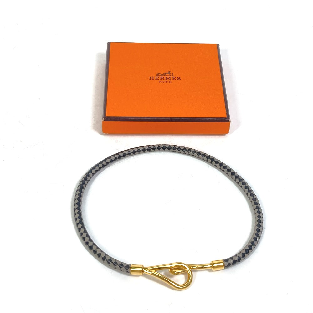 HERMES bracelet leather Black Grey Accessories Jumbo bracelet Women  d