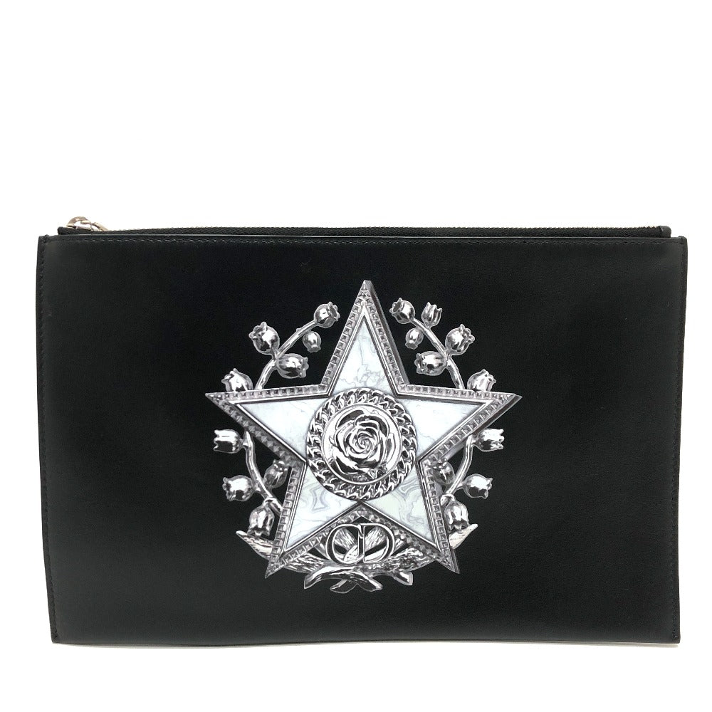 DIOR HOMME Clutch bag leather black Star x Rose Paint mens