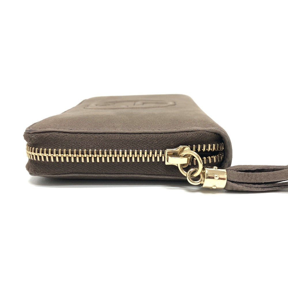 GUCCI Long Wallet Purse 308004 Nubuck Brown Interlocking G mens