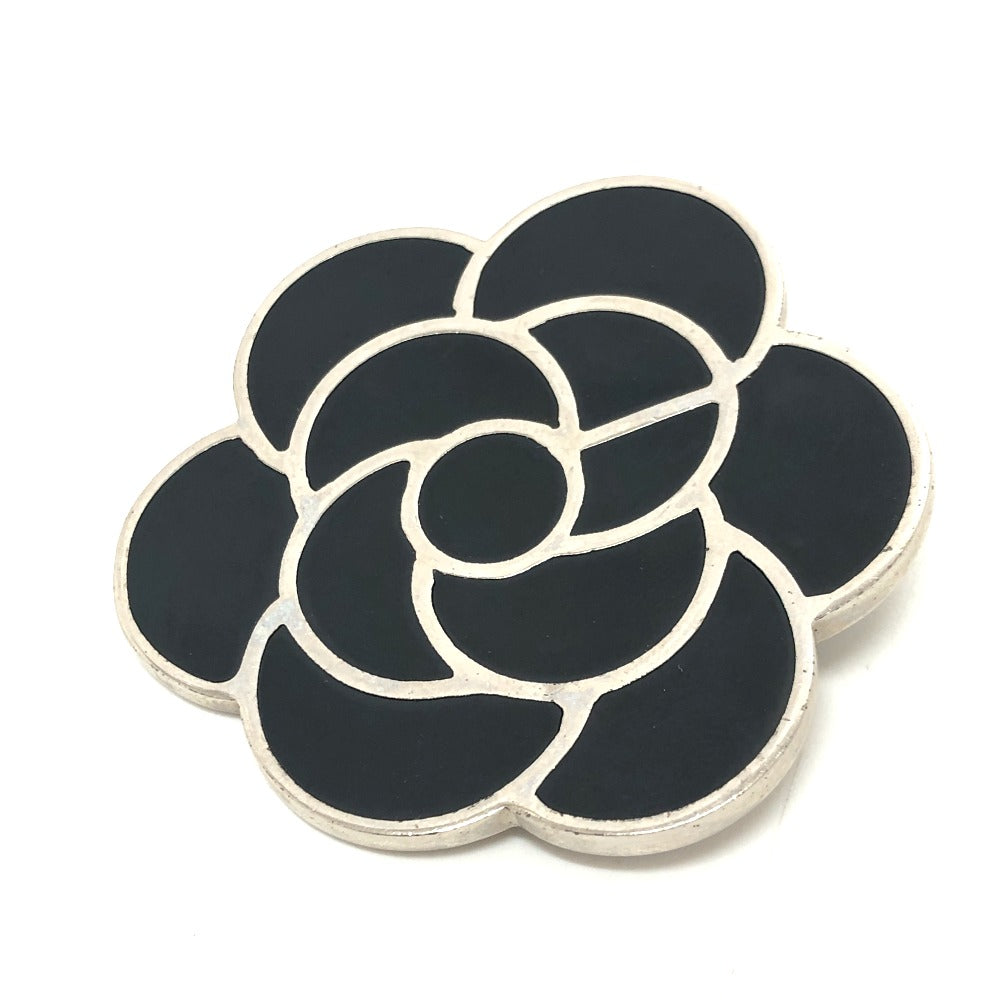 CHANEL Brooch 98? metal Black x Silver Metal Camelia