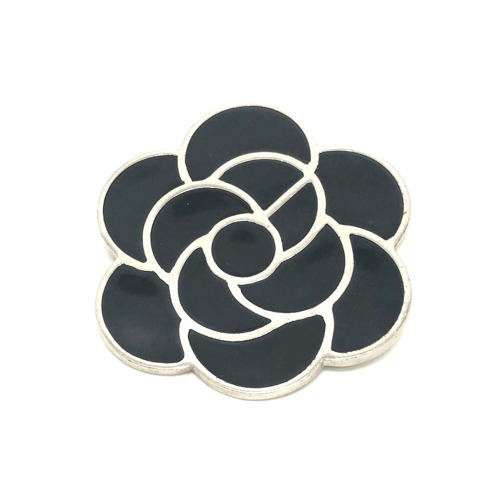 CHANEL Brooch 98? metal Black x Silver Metal Camelia