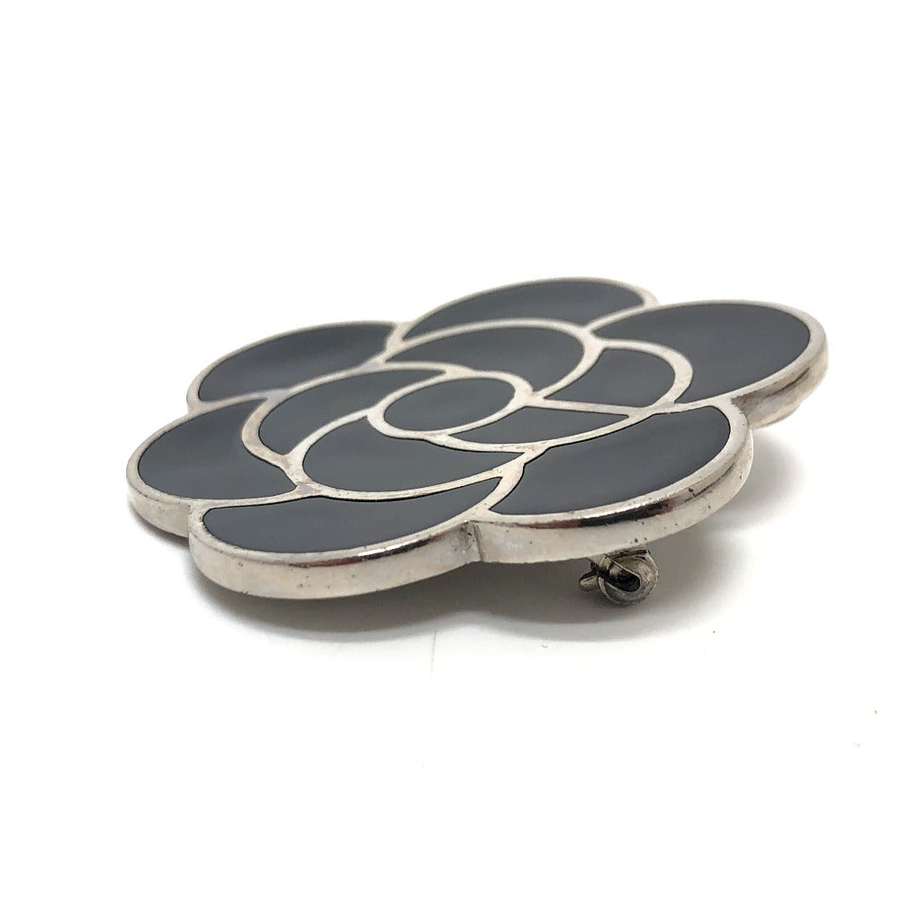 CHANEL Brooch 98? metal Black x Silver Metal Camelia