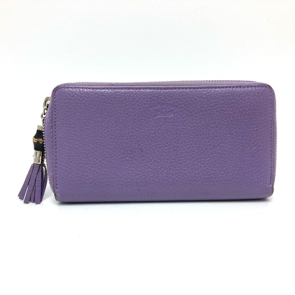GUCCI Long Wallet Purse 307984 leather purple Bamboo tassel Women