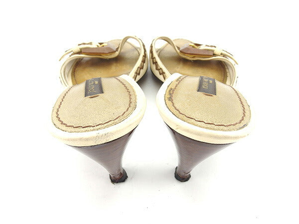 LOUIS VUITTON Mule Beige x brown x gold 35