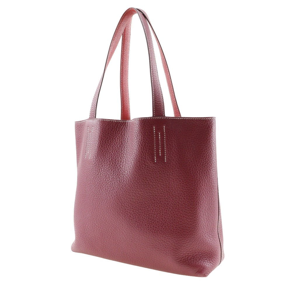 HERMES Tote Bag leather Red/pink reversible Doble Sense 28 Women  d