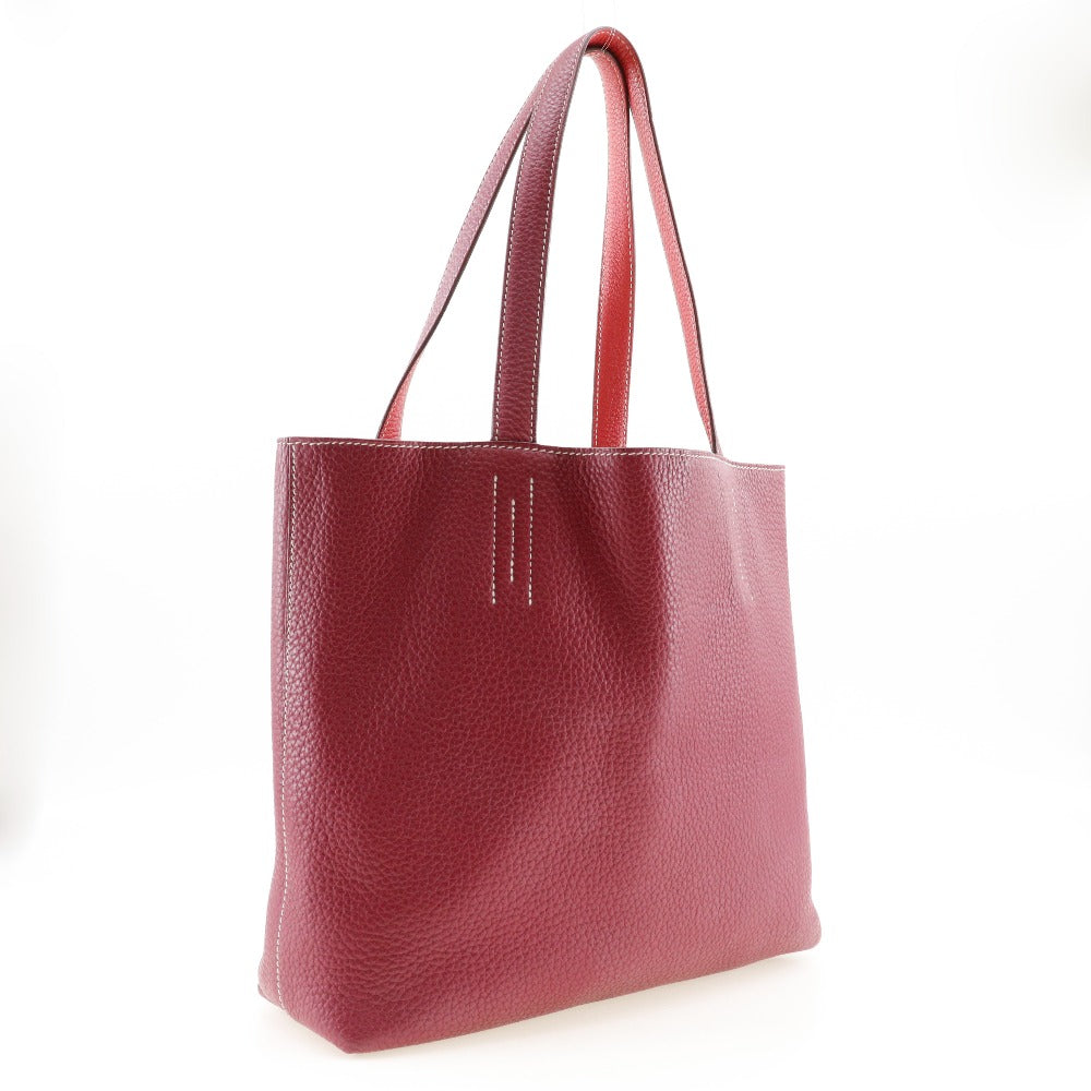 HERMES Tote Bag leather Red/pink reversible Doble Sense 28 Women  d