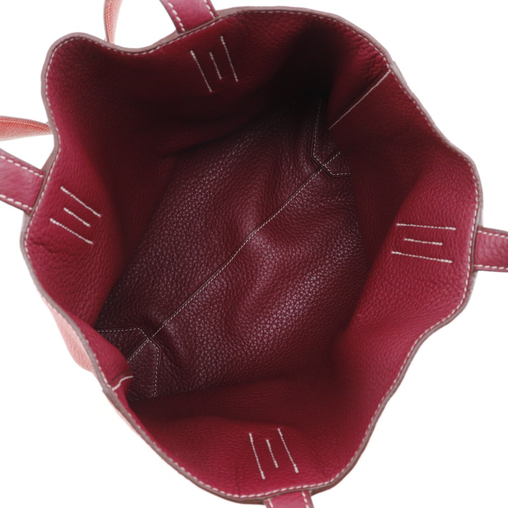 HERMES Tote Bag leather Red/pink reversible Doble Sense 28 Women  d