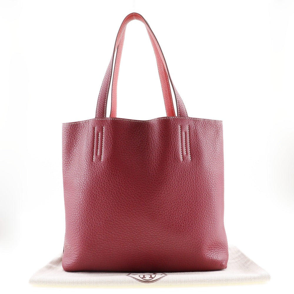 HERMES Tote Bag leather Red/pink reversible Doble Sense 28 Women  d