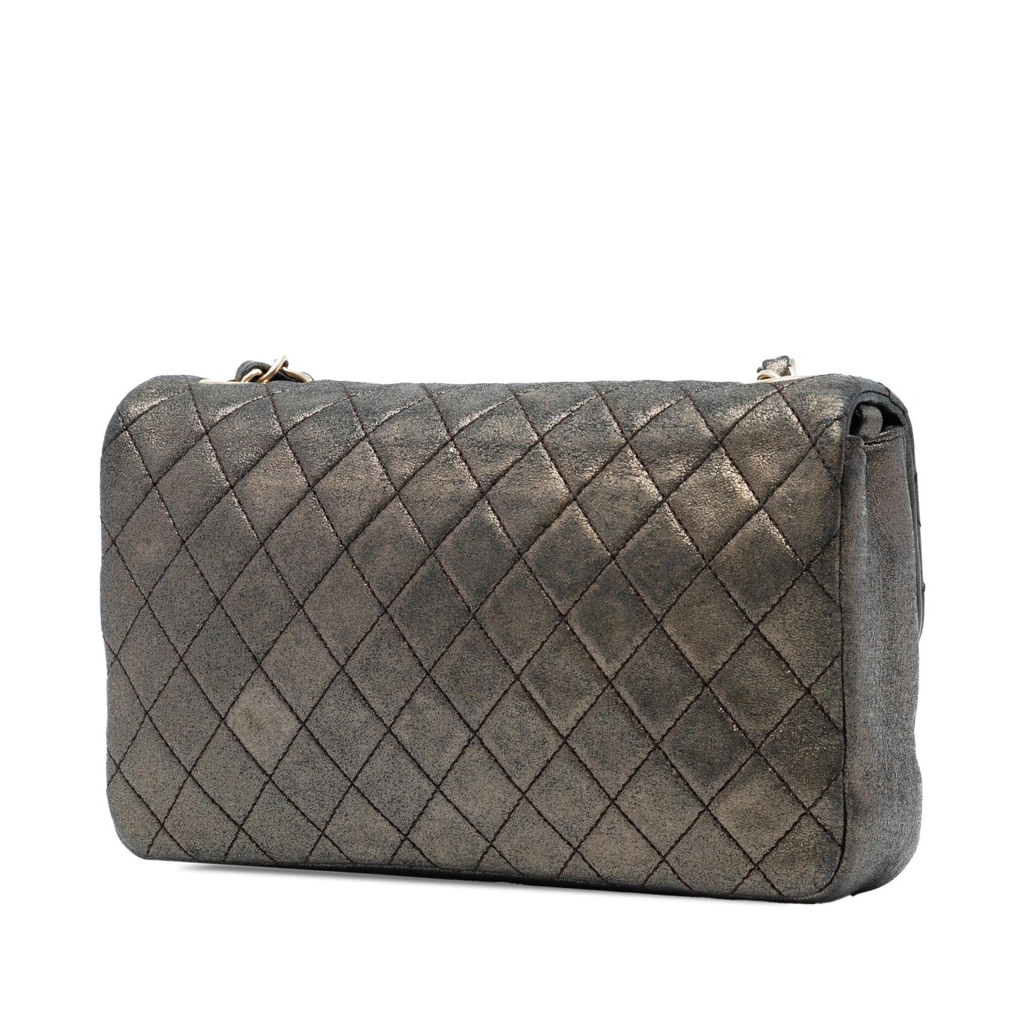 Brown Chanel Small Metallic Iridescent Pearl CC Crystal Single Flap Bag