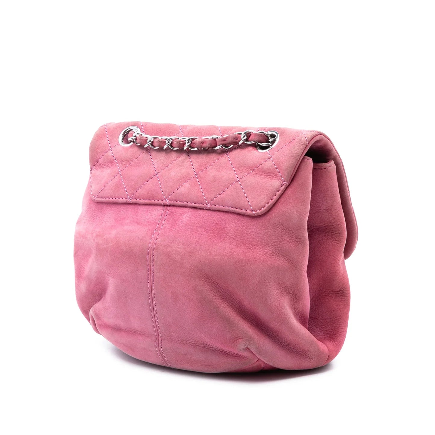 Pink Chanel Mini Quilted Nubuck Trianon Messenger Flap Crossbody Bag