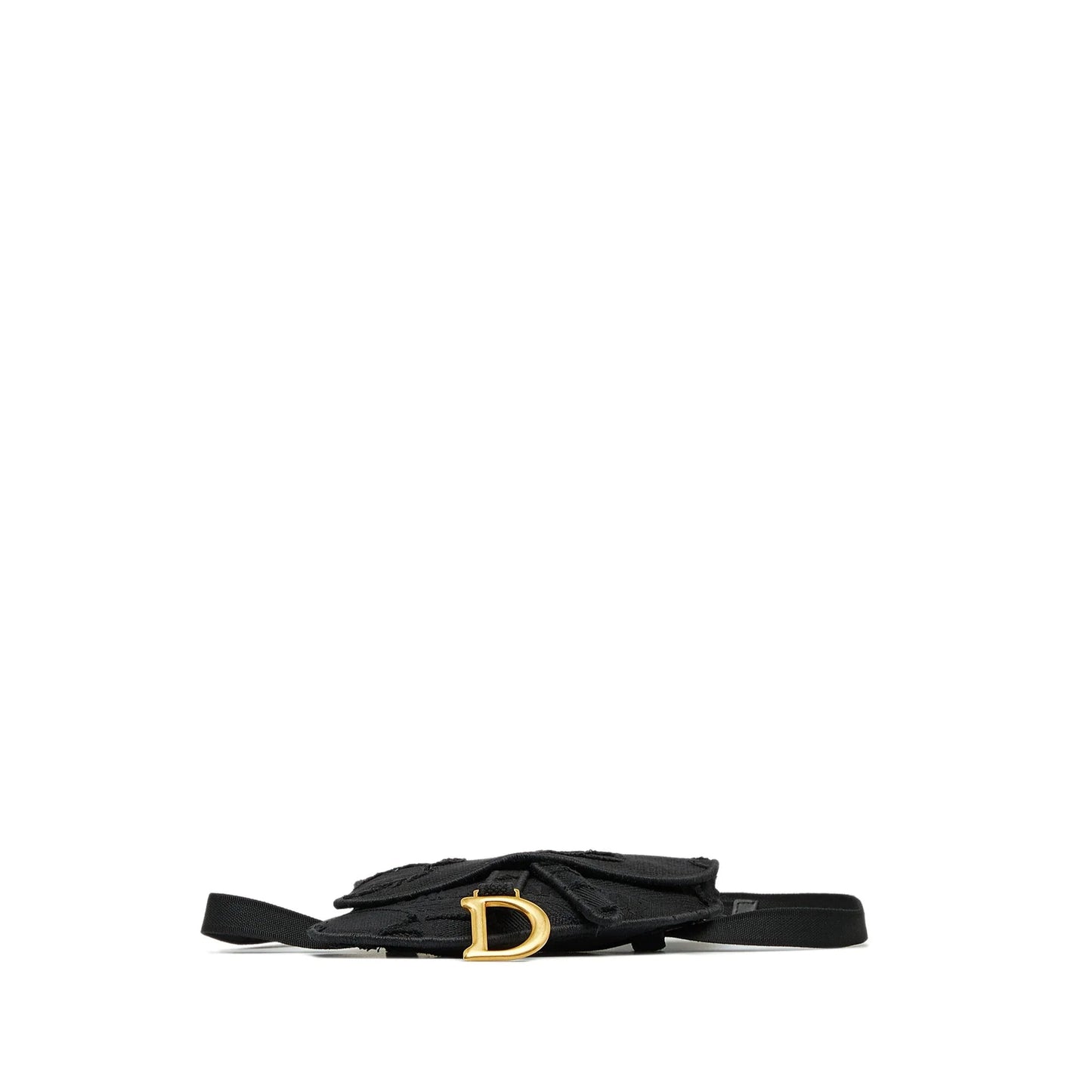 Black Dior Embroidered Canvas Camouflage Saddle Belt Bag