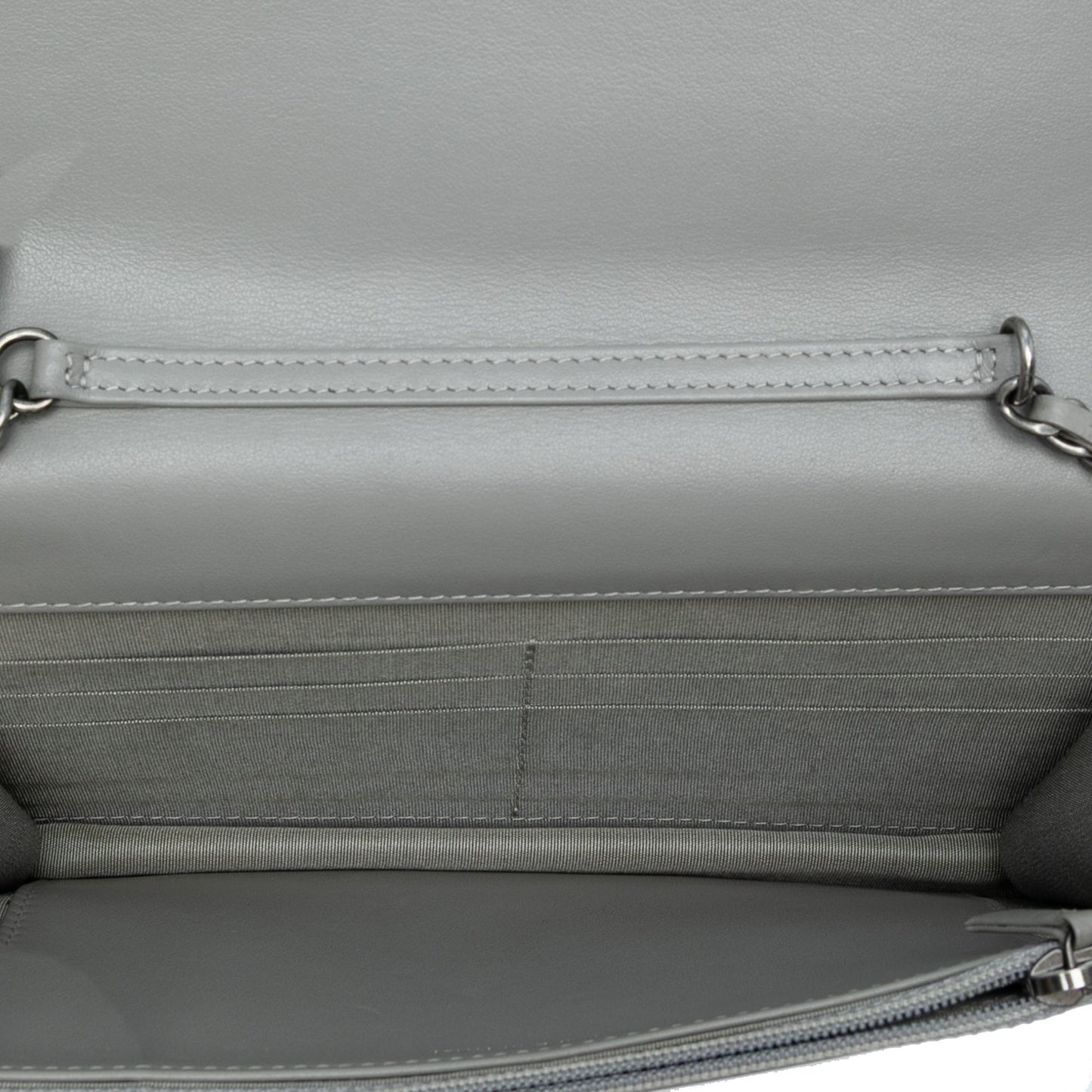 Gray Chanel Diagonal Chevron Calfskin Tassel Wallet On Chain Crossbody Bag