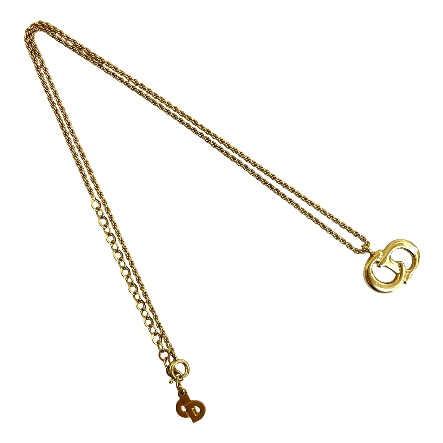 Gold Dior Gold Plated CD Logo Pendant Necklace