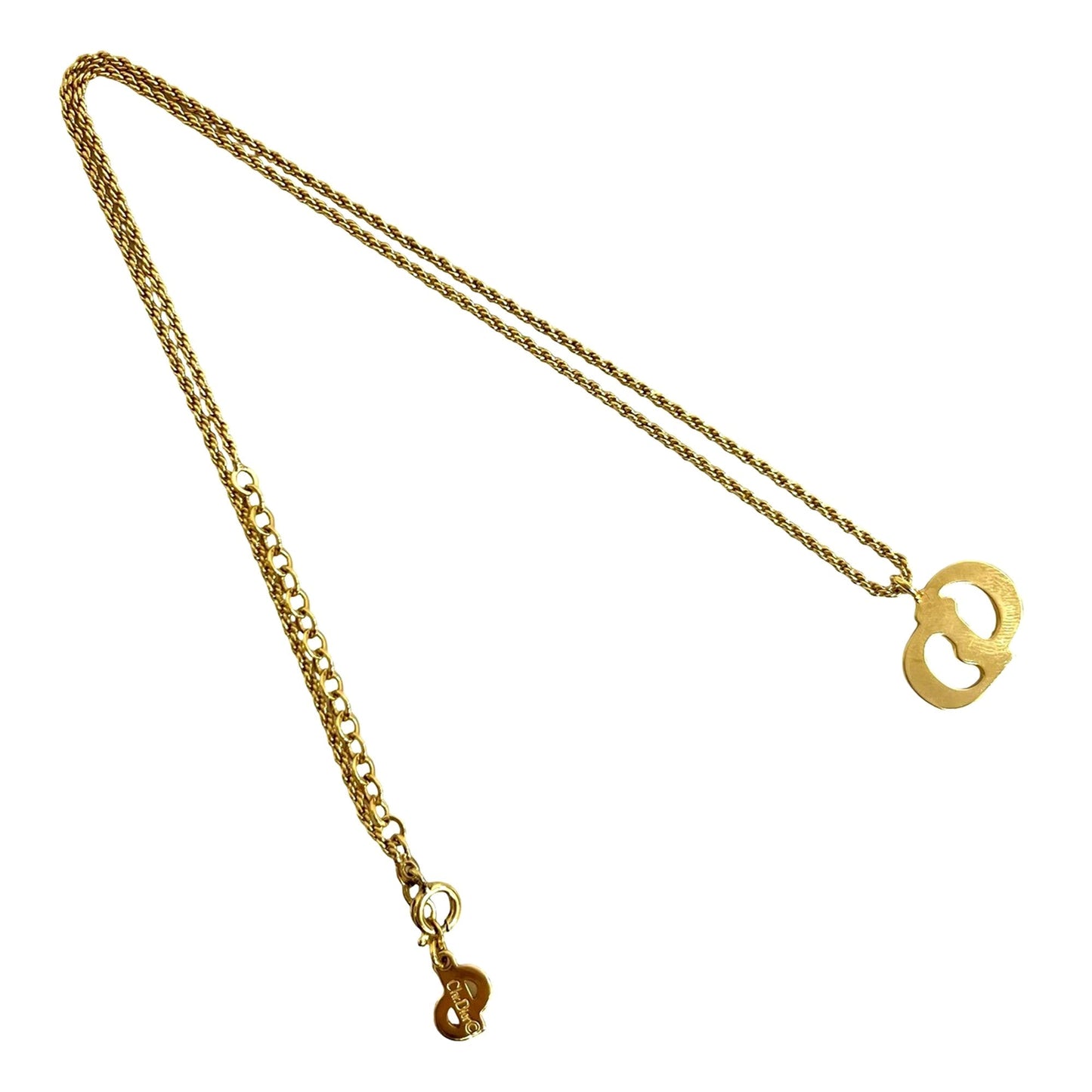 Gold Dior Gold Plated CD Logo Pendant Necklace