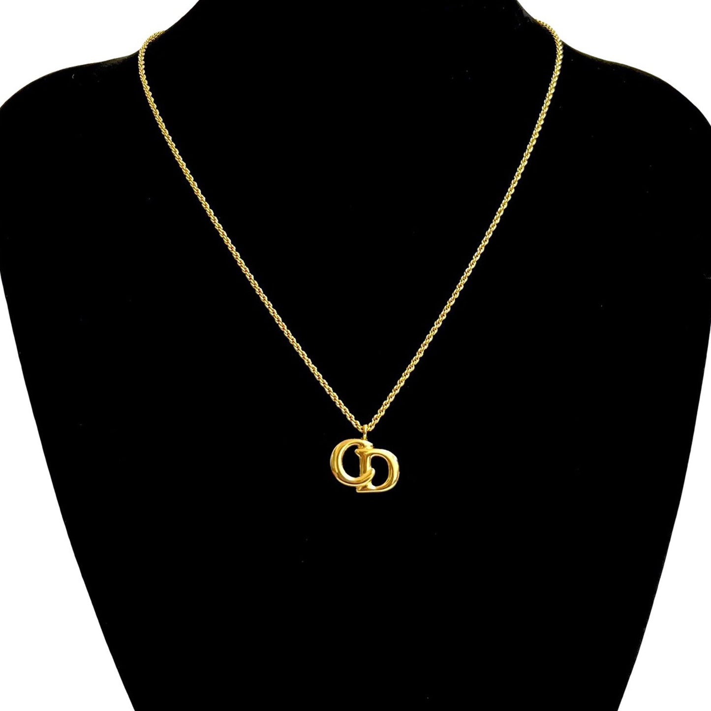 Gold Dior Gold Plated CD Logo Pendant Necklace