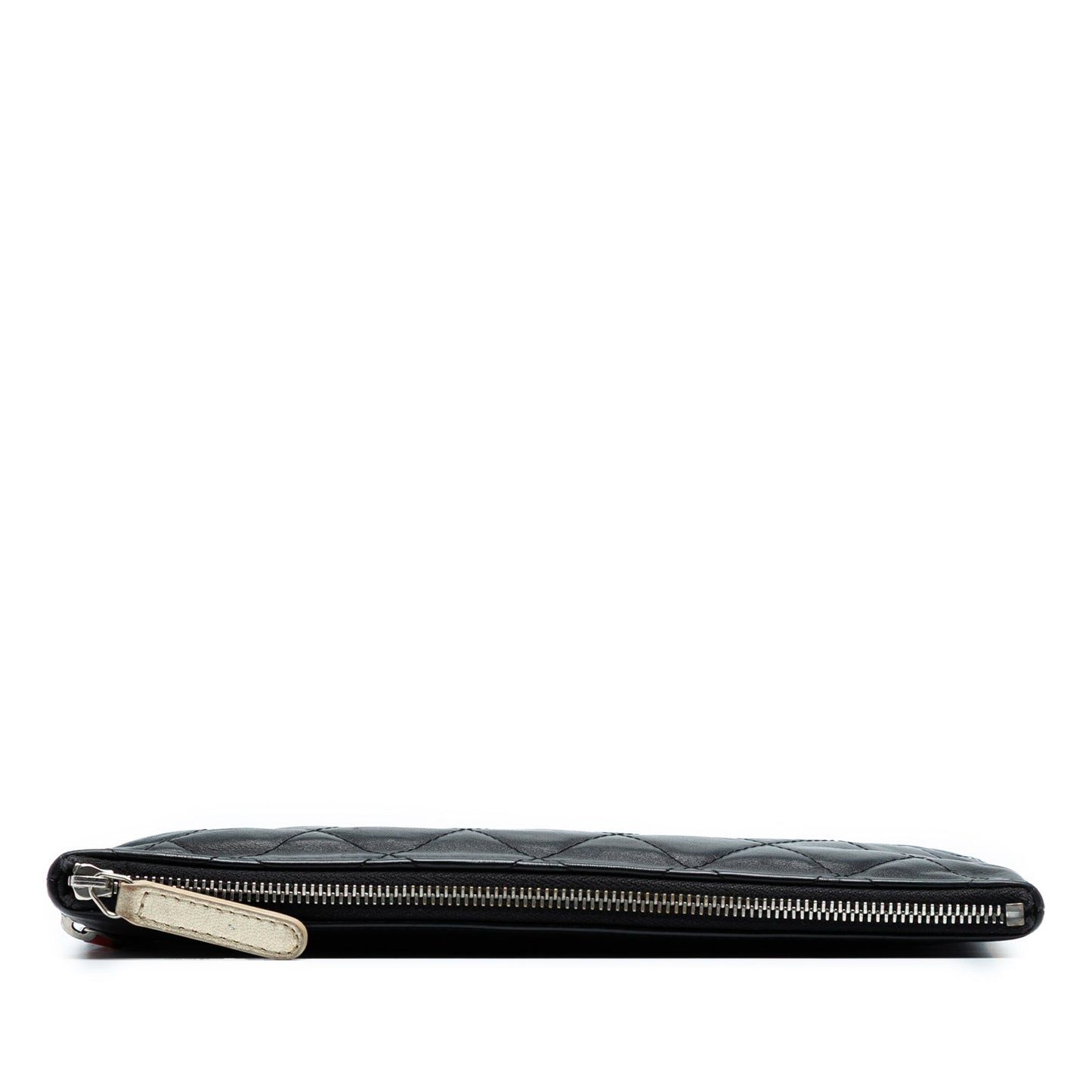 Black Chanel Small CC Quilted Lambskin Multi Zip Clutch