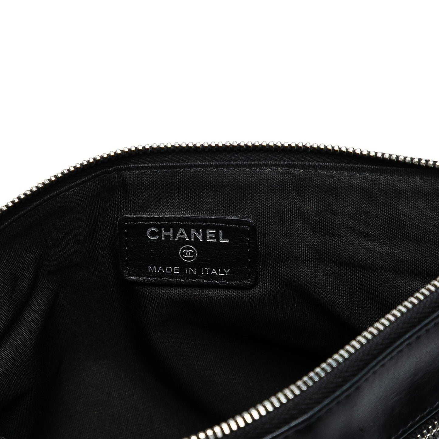Black Chanel Small CC Quilted Lambskin Multi Zip Clutch