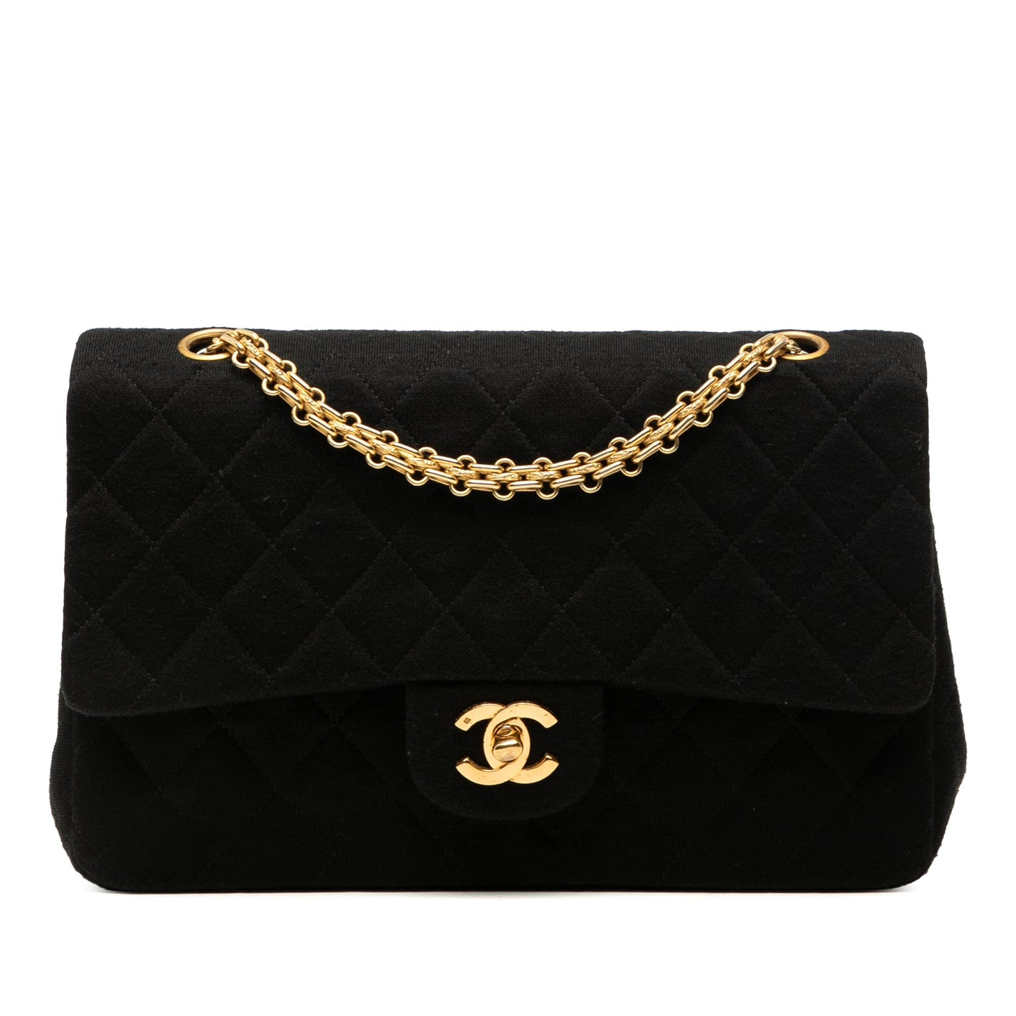 Black Chanel Medium Classic Jersey Double Flap Shoulder Bag